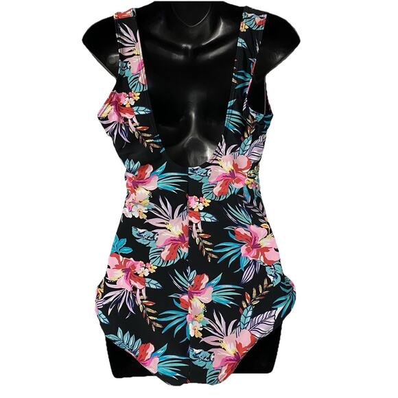 Byron Blue Women's One Piece Swimsuit Blue Floral Patterned Swimming Size 12 - Picture 3 of 7